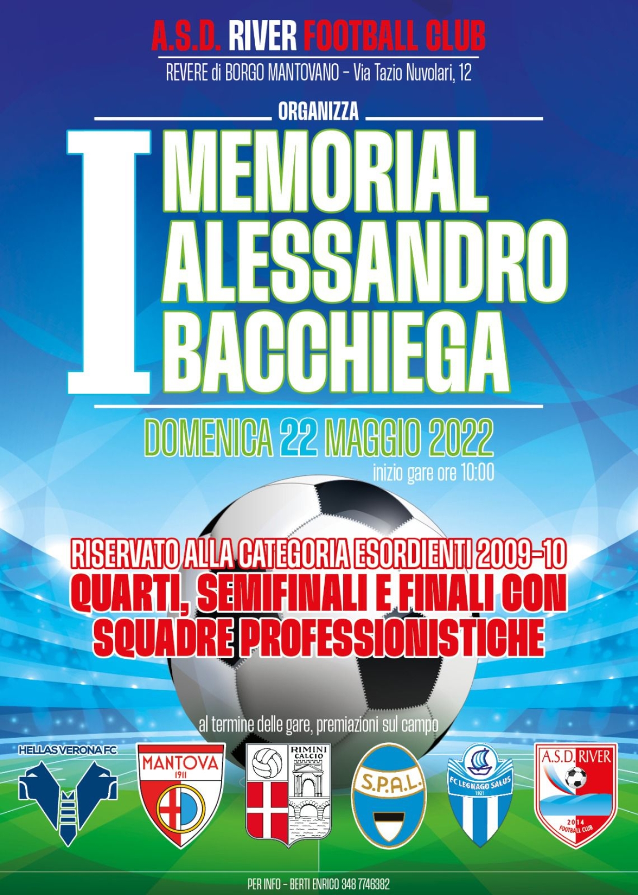 Memorial Alessandro Bacchiega, Revere 22 maggio 2022